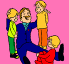 Dibujo Papa con sus 3 hijos pintado por EVAAYALA