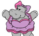 Dibujo Hipopótama con lazo pintado por michelle