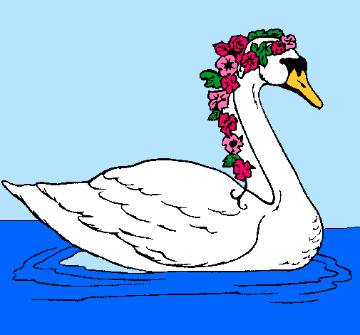 Cisne con flores