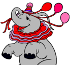 Dibujo Elefante con 3 globos pintado por tania