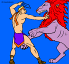Dibujo Gladiador contra león pintado por jaime