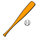 Dibujo Bate y bola de béisbol pintado por BAT