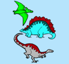 Dibujo Tres clases de dinosaurios pintado por snaider