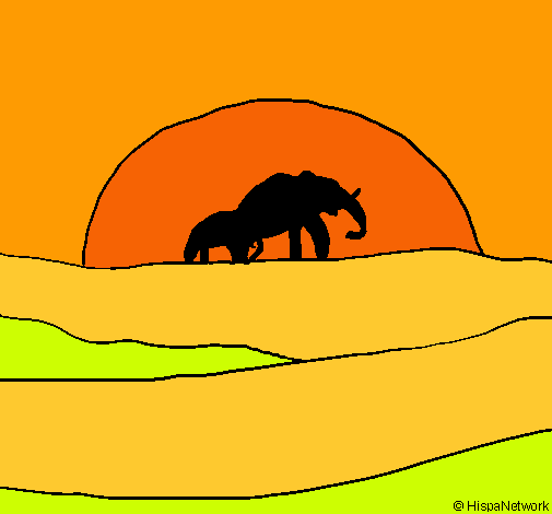 Elefante en el amanecer