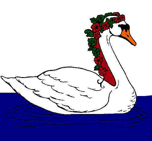 Cisne con flores