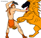 Dibujo Gladiador contra león pintado por uriel400hernandez