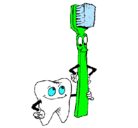 Dibujo Muela y cepillo de dientes pintado por IVANARACIL