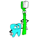 Dibujo Muela y cepillo de dientes pintado por garaantonella