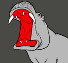 Dibujo Hipopótamo con la boca abierta pintado por juancarlos