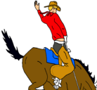 Dibujo Vaquero en caballo pintado por juliana