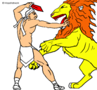 Dibujo Gladiador contra león pintado por rodrigo