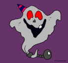 Dibujo Fantasma con sombrero de fiesta pintado por alex