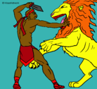 Dibujo Gladiador contra león pintado por lossonbrerosdepaja