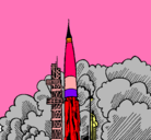 Dibujo Lanzamiento cohete pintado por cony