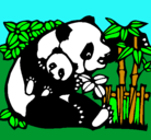 Dibujo Mama panda pintado por abi