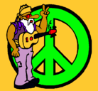 Dibujo Músico hippy pintado por xino