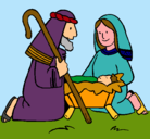 Dibujo Adoran al niño Jesús pintado por leydy