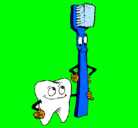 Dibujo Muela y cepillo de dientes pintado por pilloelsepilloymuela