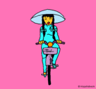Dibujo China en bicicleta pintado por anel