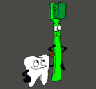 Dibujo Muela y cepillo de dientes pintado por freddyto