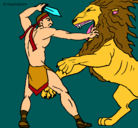 Dibujo Gladiador contra león pintado por edgar