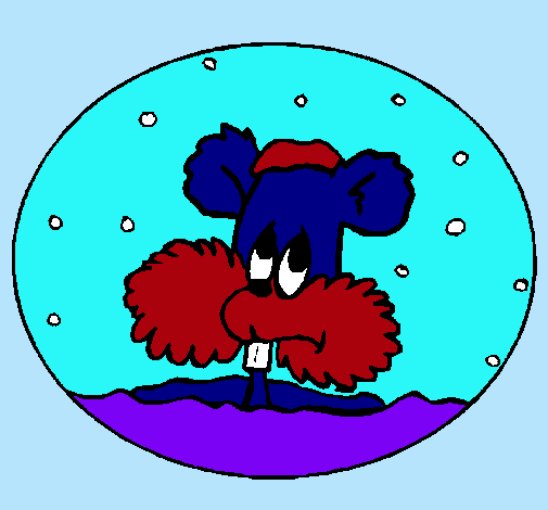 Ardilla en bola de nieve