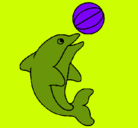 Dibujo Delfín jugando con una pelota pintado por pepe
