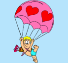 Dibujo Cupido en paracaídas pintado por SAIOA