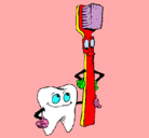 Dibujo Muela y cepillo de dientes pintado por ximo