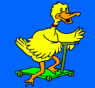 Dibujo Pato en patinete pintado por sofifux