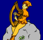 Dibujo Duende tocando el arpa pintado por fanny