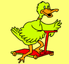 Dibujo Pato en patinete pintado por david