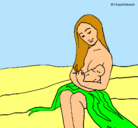 Dibujo Madre con su bebe pintado por franciscapaz