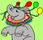 Dibujo Elefante con 3 globos pintado por stephany
