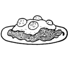 Dibujo Espaguetis con carne pintado por brocoli
