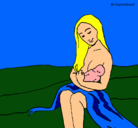 Dibujo Madre con su bebe pintado por karmen