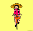 Dibujo China en bicicleta pintado por marcela