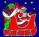 Dibujo Papa Noel en su trineo pintado por estrella