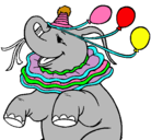 Dibujo Elefante con 3 globos pintado por sandra