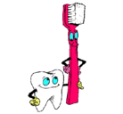 Dibujo Muela y cepillo de dientes pintado por daniela