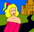 Dibujo Princesa y castillo pintado por lucia