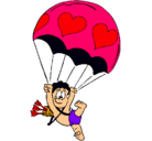 Dibujo Cupido en paracaídas pintado por dany