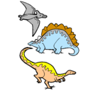 Dibujo Tres clases de dinosaurios pintado por manuelito