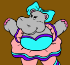 Dibujo Hipopótama con lazo pintado por maite1162