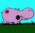 Dibujo Hipopótamo con flores pintado por alicia