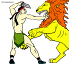 Dibujo Gladiador contra león pintado por carolina
