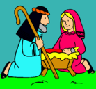 Dibujo Adoran al niño Jesús pintado por daniela