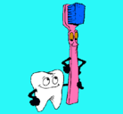 Dibujo Muela y cepillo de dientes pintado por Melissa