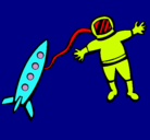 Dibujo Cohete y astronauta pintado por ANDREAURIBE