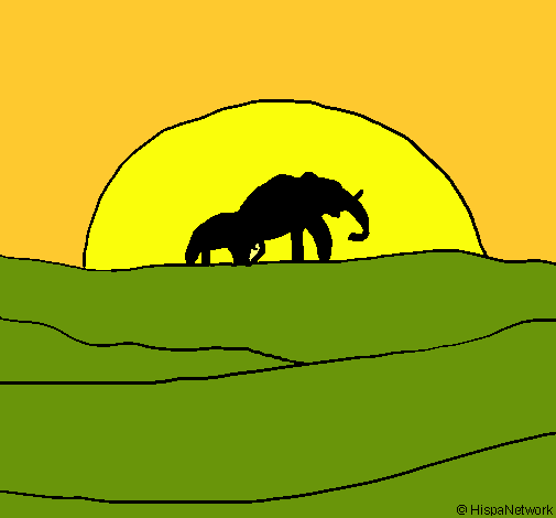 Elefante en el amanecer